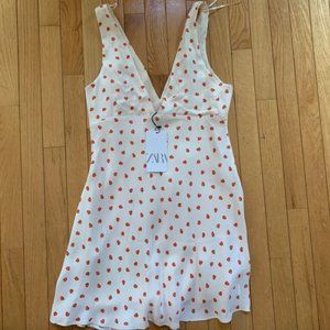 NWT Zara Strawberry Satin Mini Dress